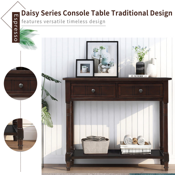 Daisy Series Console Table Traditional Design (Espresso)