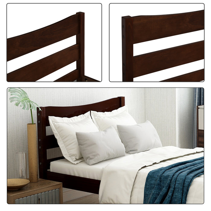 Twin Size Wood Platform Bed with Headboard and Wooden Slat Support