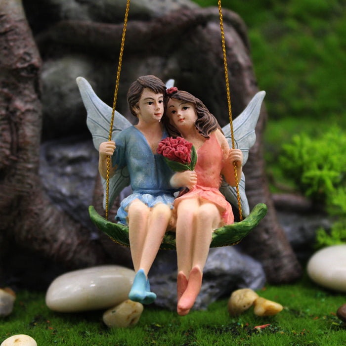 Miniature Fairies Garden Couples Figurines Kit with Squirrels