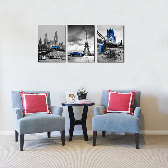 Europe Blue Bus Canvas