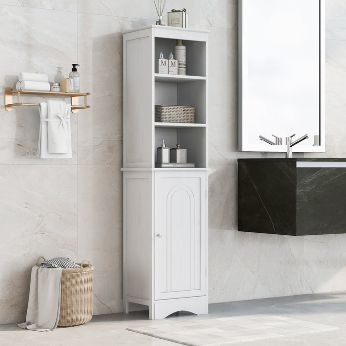 Tall Bathroom Cabinet, Freestanding Storage Cabinet with Door, MDF Board, Adjustable Shelf, Grey
