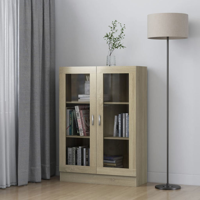 Vitrine Cabinet Sonoma Oak 32.5"x12"x45.3" Chipboard