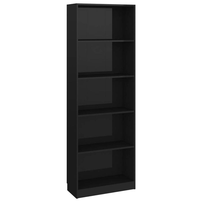 5-Tier Book Cabinet High Gloss Black 23.6"x9.4"x68.9" Chipboard