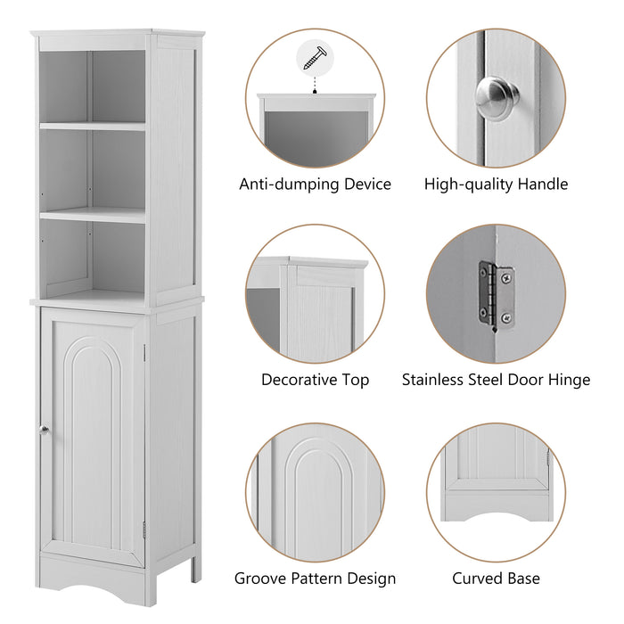 Tall Bathroom Cabinet, Freestanding Storage Cabinet with Door, MDF Board, Adjustable Shelf, Grey