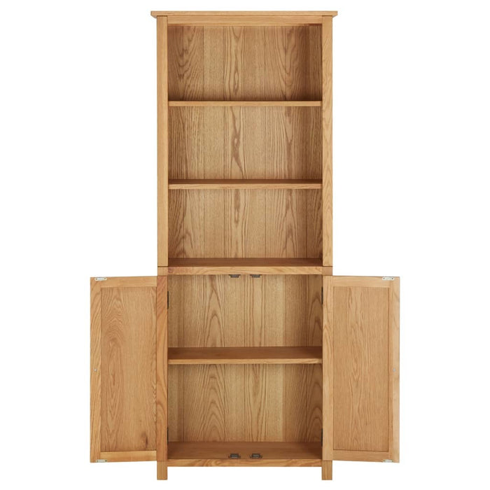 Bookcase with 2 Doors 27.6"x11.8"x70.9" Solid Oak Wood