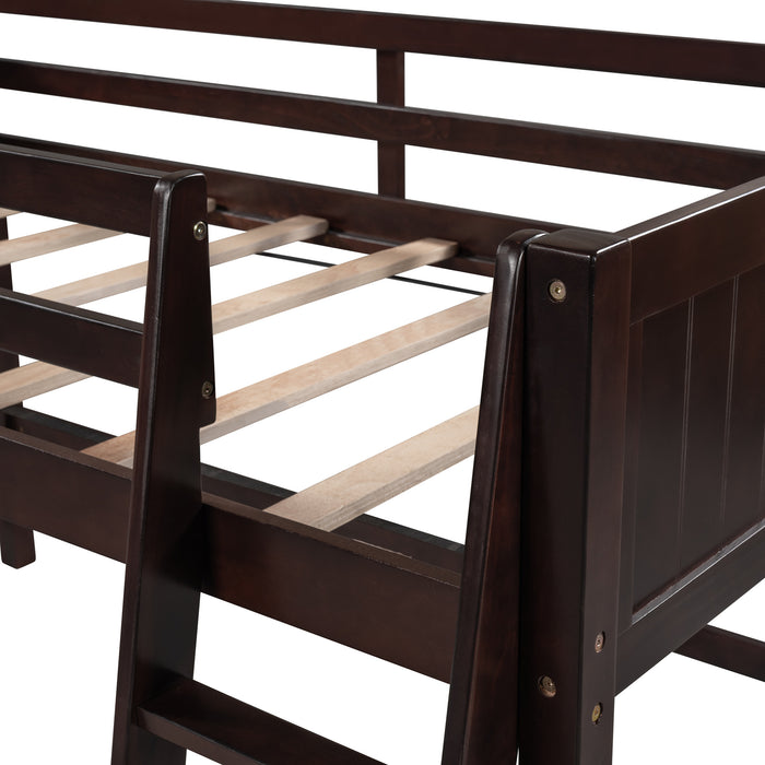 Twin Wood Loft Bed Low Loft Beds with Ladder