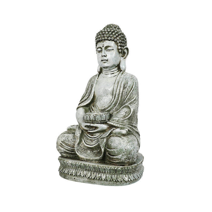 Sitting Buddha Garden Statue (Silver)