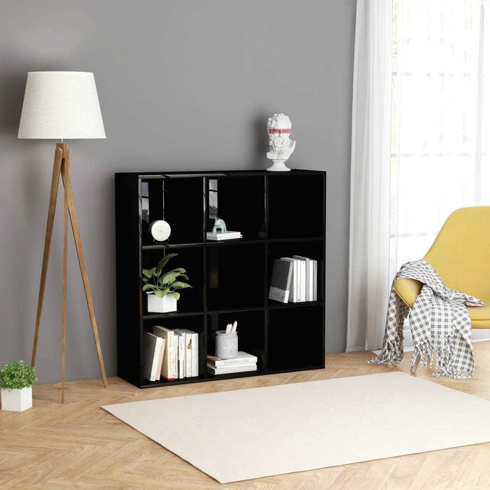 Book Cabinet High Gloss Black 38.6"x11.8"x38.6" Chipboard