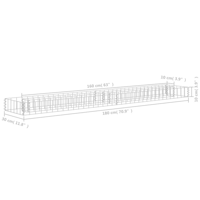 Gabion Raised Bed Galvanized Steel 70.9"x11.8"x3.9"