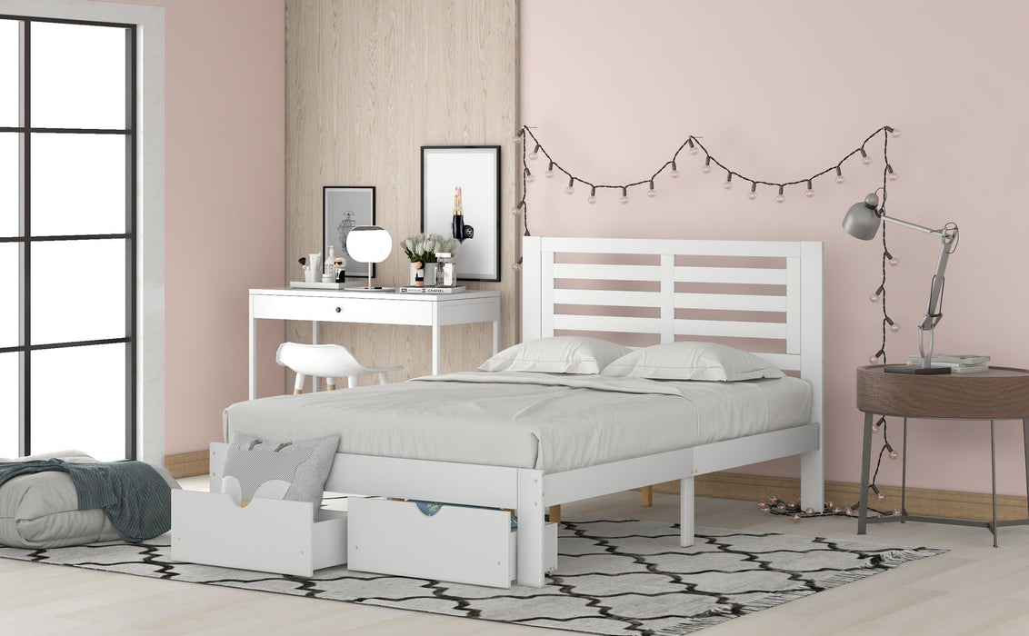 Full Size Platform Bed with Two Drawers,Gray