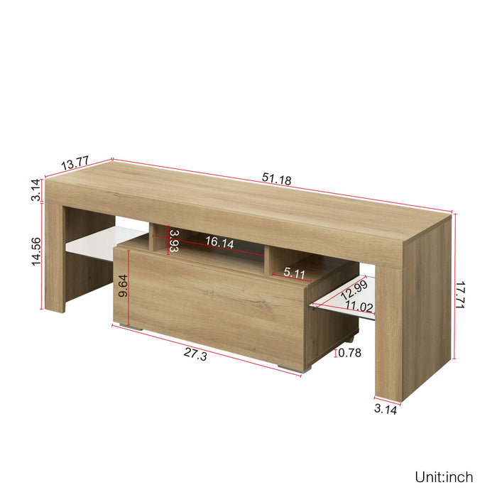 TV Stand with LED RGB Lights,Flat Screen TV Cabinet, Gaming Consoles - in Lounge Room, Living Room and Bedroom,Rustic oak
