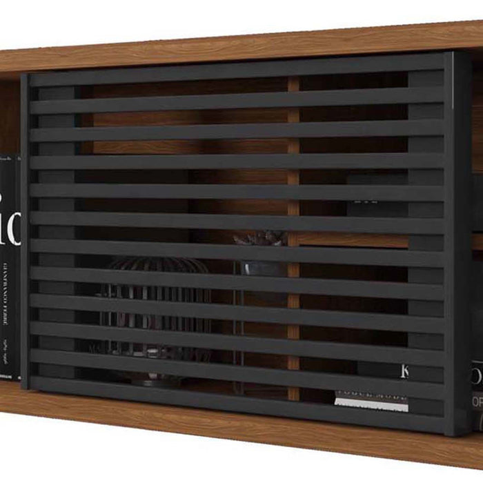 DunaWest Arthur 54 Inch Wooden TV Stand with 1 Sliding Door, Walnut Brown and Black