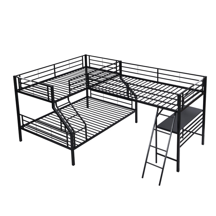 New Space Twin over Full Bunk Bed with a Twin Size Loft Bed attached