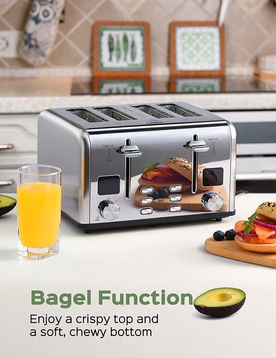 Toaster 4 Slice, Extra Wide Slots, 2 Independent Toasting Controls, Silver RT