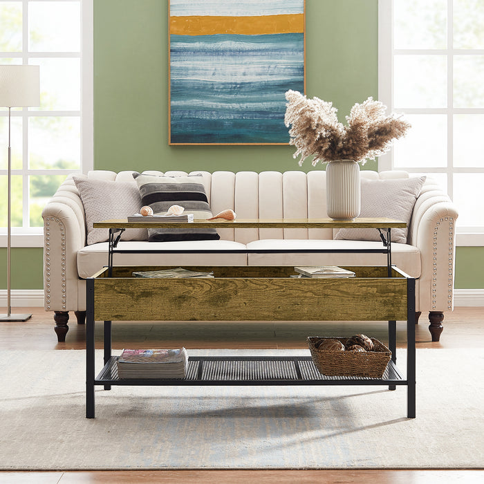 Wood Lift-Top Storage Coffee Table with Hidden Storage Compartment