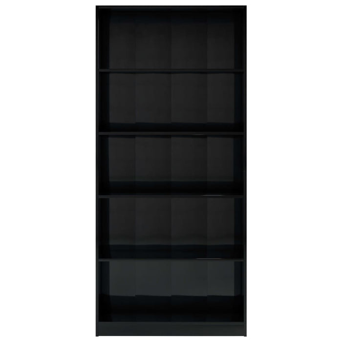 5-Tier Book Cabinet High Gloss Black 31.5"x9.4"x68.9" Chipboard