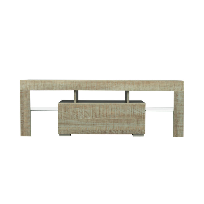 TV Stand with LED RGB Lights,Flat Screen TV Cabinet, Gaming Consoles - in Lounge Room, Living Room and Bedroom, GREY OAK