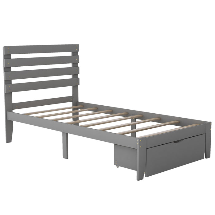 Twin Size Platform Bed with Drawer