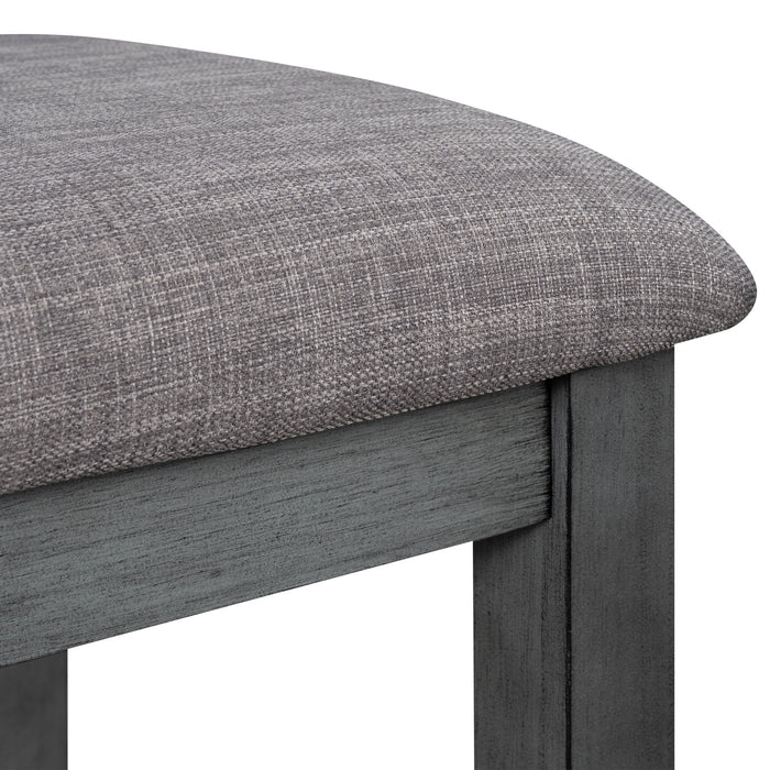 6 Piece Wooden Dining Table set, Kitchen Table set with 4 Chairs and Bench, Farmhouse Rustic Style,Antique Graywash