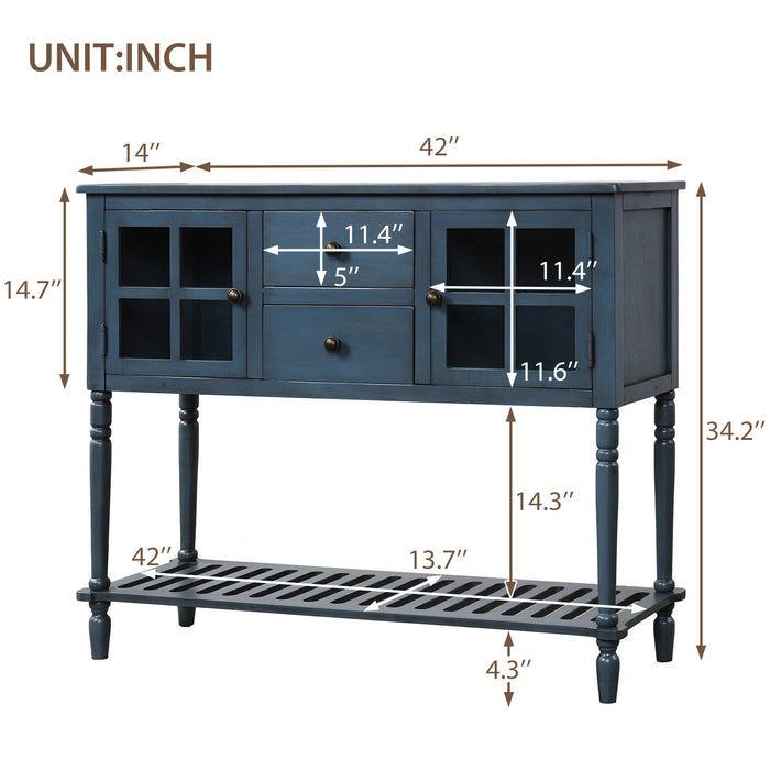 Farmhouse Wood Sideboard Console Table with Bottom Shelf