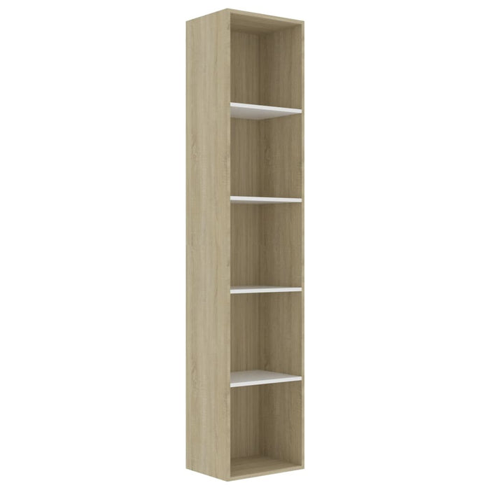 Book Cabinet White and Sonoma Oak 15.7"x11.8"x74.4" Chipboard