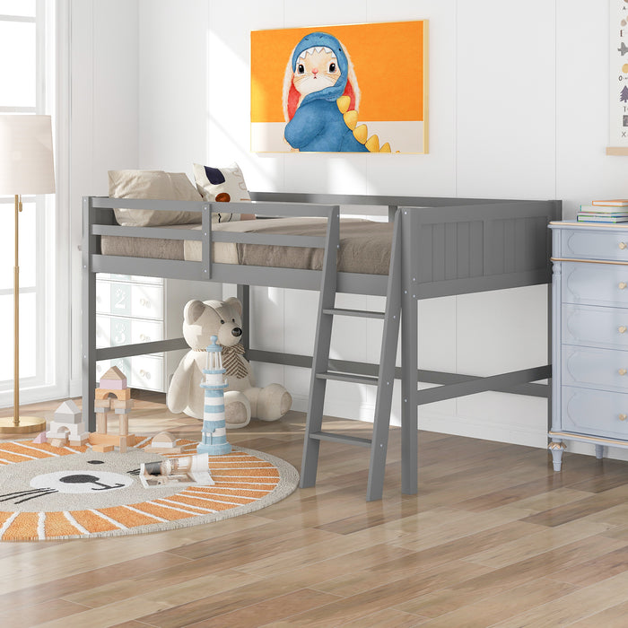 Twin Wood Loft Bed Low Loft Beds with Ladder