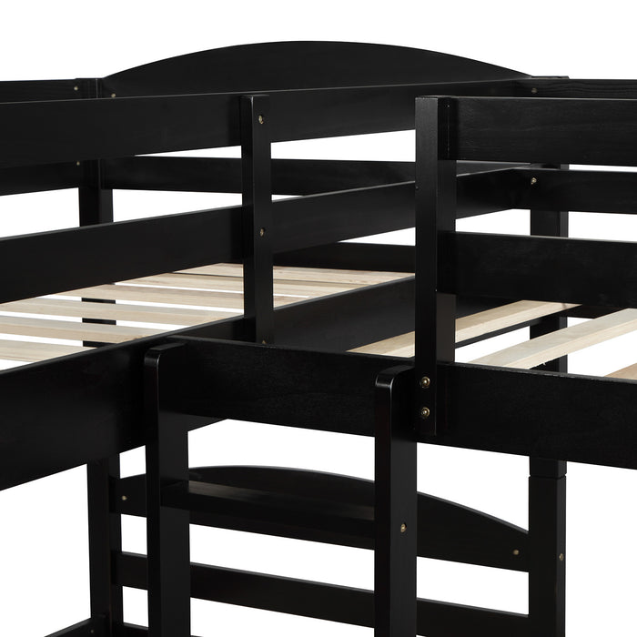 Simple Durable Twin L-Shaped Bunk With Trundle