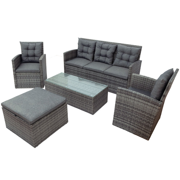 5-piece All Weather Wicker Outdoor UV-Resistant Patio Sofa Set