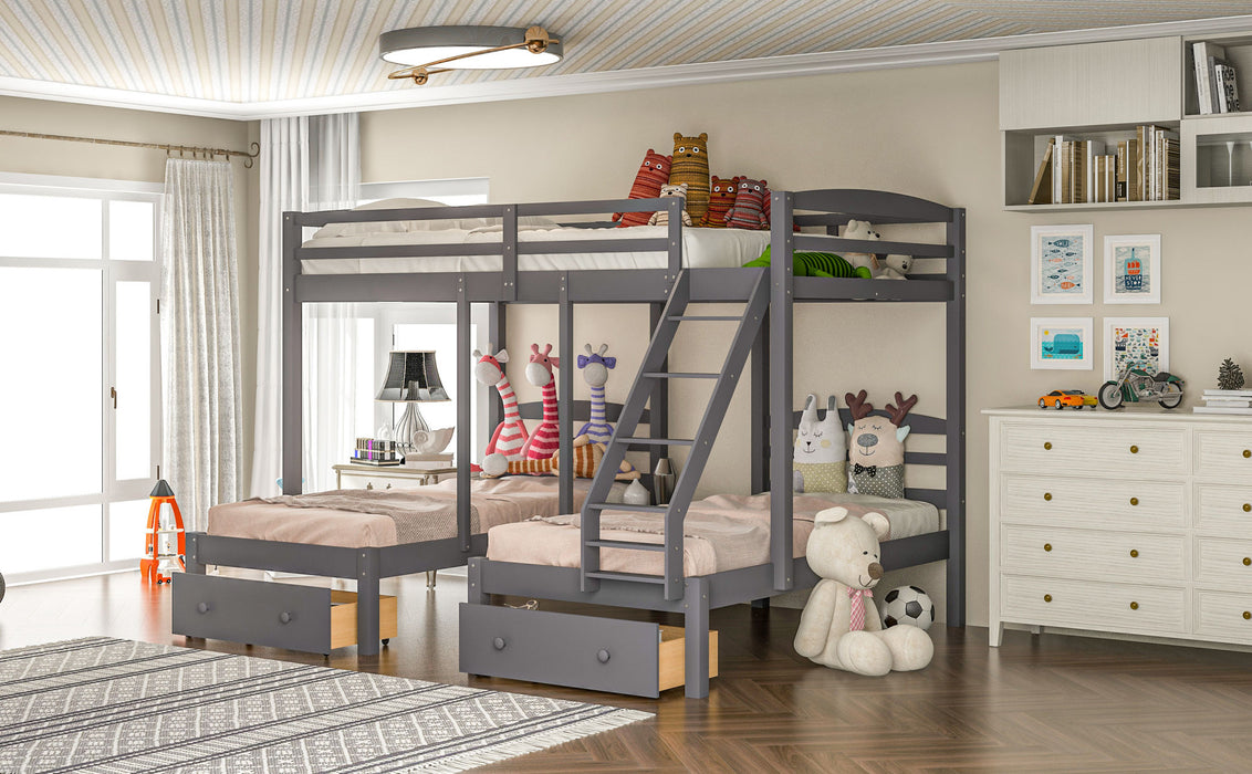 MyRoom Full over Twin & Twin Triple Bunk Bed with Drawers