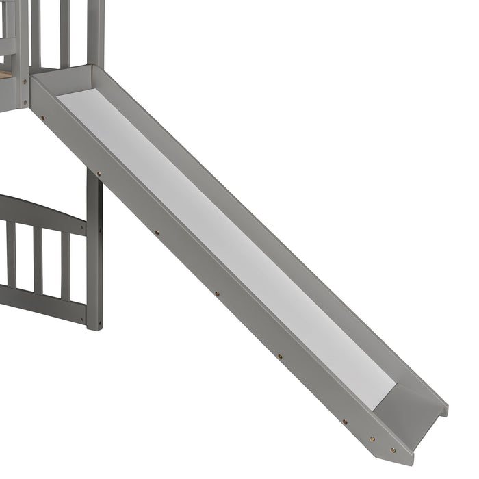 Twin Loft Bed with Slide, House Bed with Slide