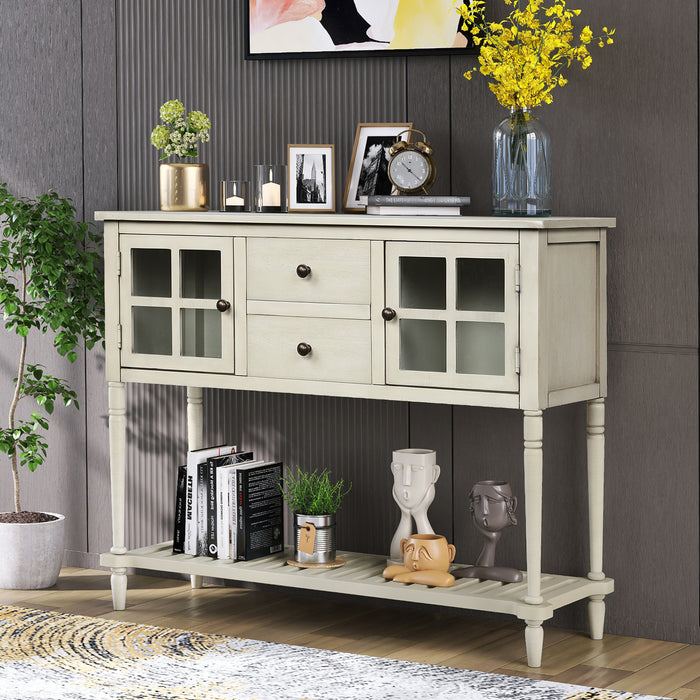 Farmhouse Wood Sideboard Console Table with Bottom Shelf