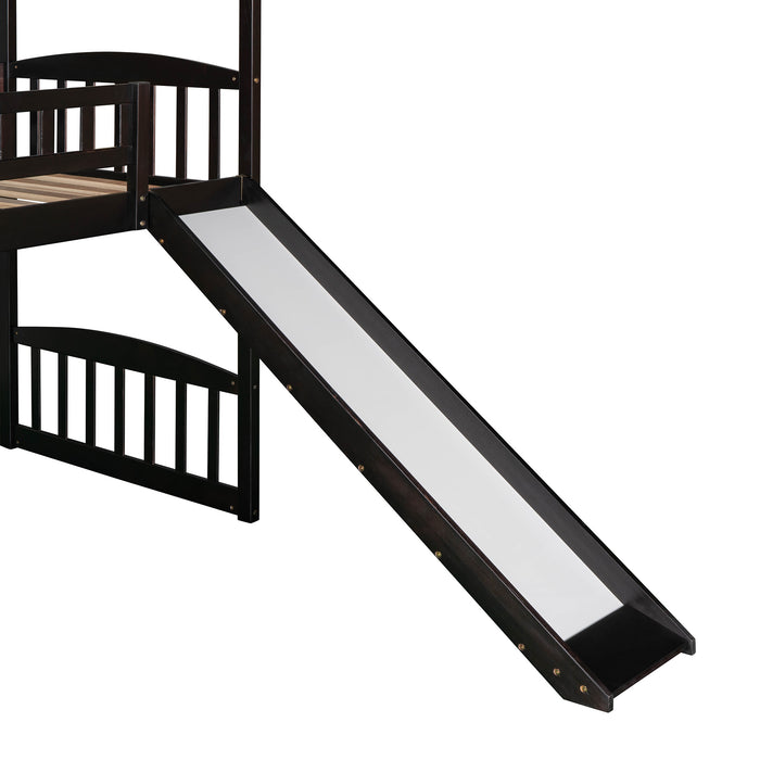 Twin Loft Bed with Slide, House Bed with Slide