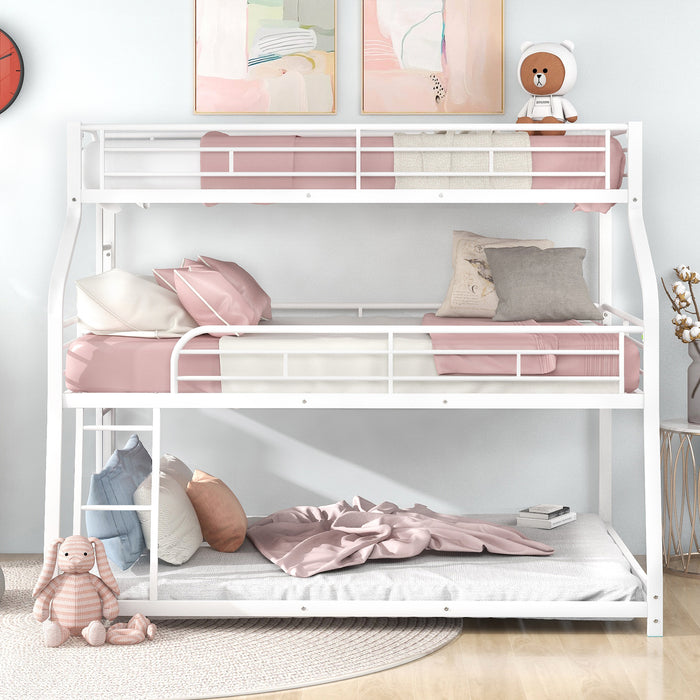 Simple Durable Bunk Bed with Long and Short Ladder and Guardrails