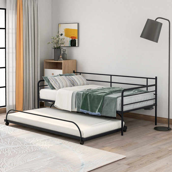 Metal Daybed with Trundle,Twin Size