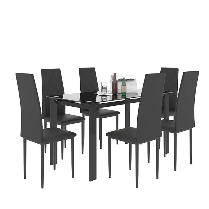 7-piece dining table set;  dining table and chair for 6