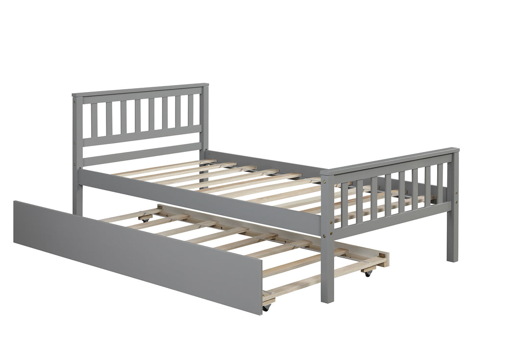 Twin Bed with Trundle,Grey