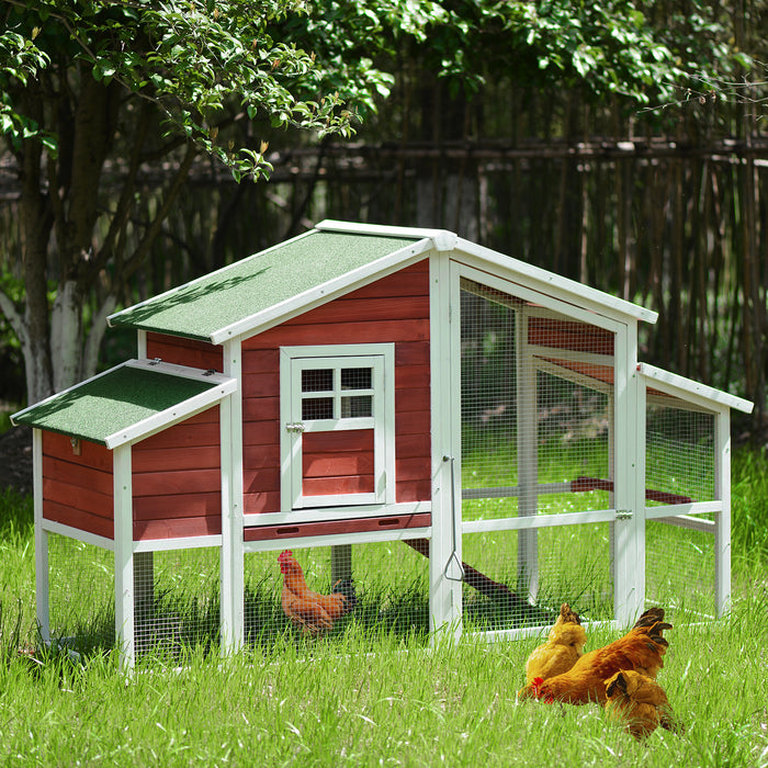 77.9' Chicken Coop Rabbit House Wooden Small Animal Cage Bunny Hutch with Ramp and Tray