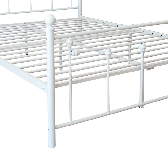 Full Size Metal Bed Frame with Headboard and Footboard (White)