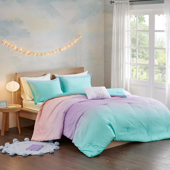 Glimmer Metallic Glitter Reversible Comforter Set