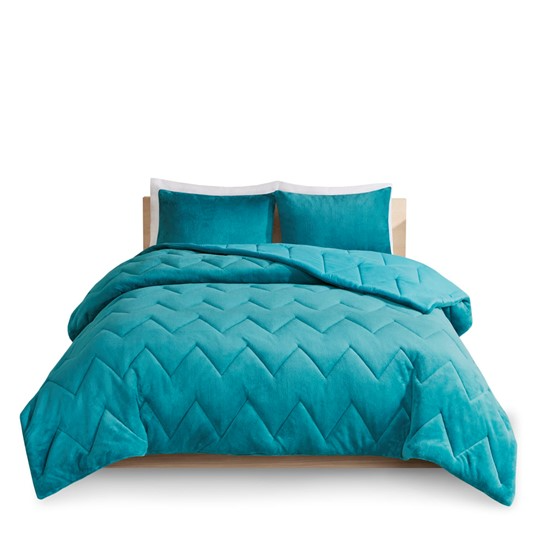 Kai Quilted Reversible Microfiber to Plush Comforter Set (Teal)