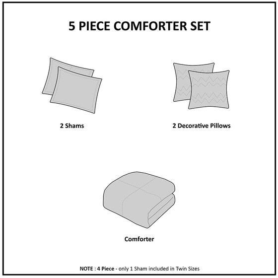 Raina Metallic Printed Comforter Set (White/Silver)