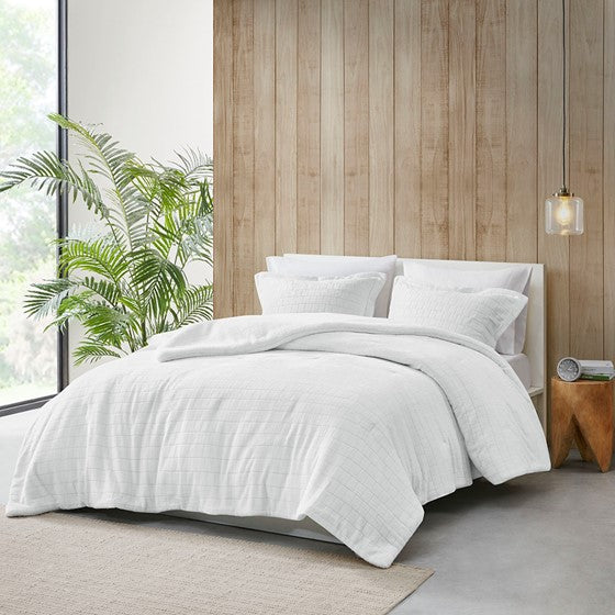 Laurie Plush to Sherpa Comforter Set (Ivory)