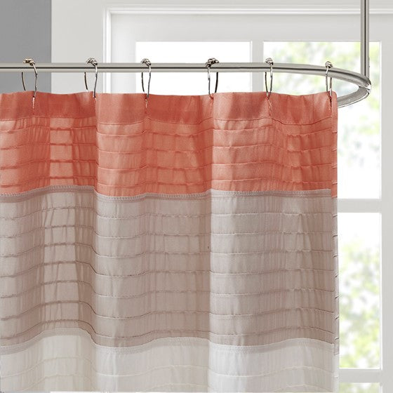 Amherst Faux Silk Shower Curtain (Coral)