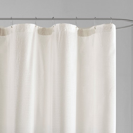 Ara Ombre Printed Seersucker Shower Curtain (Taupe)