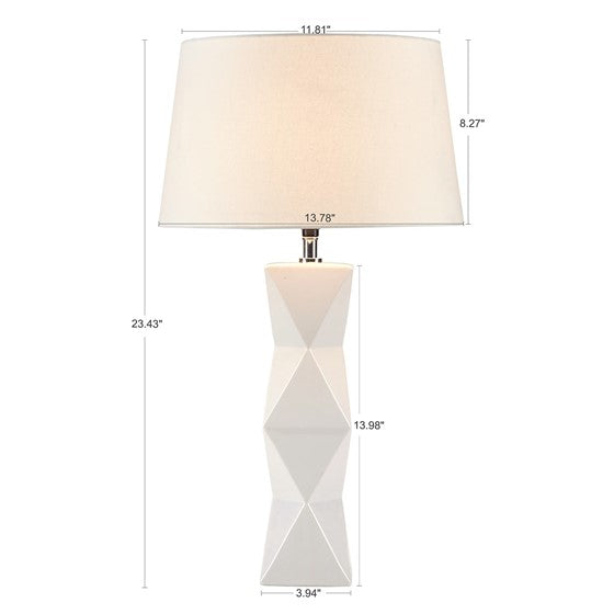 Kenlyn Geometric Ceramic Table Lamp (White)