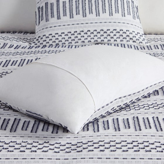 Rhea Cotton Jacquard Comforter Mini Set (Off White/Navy)
