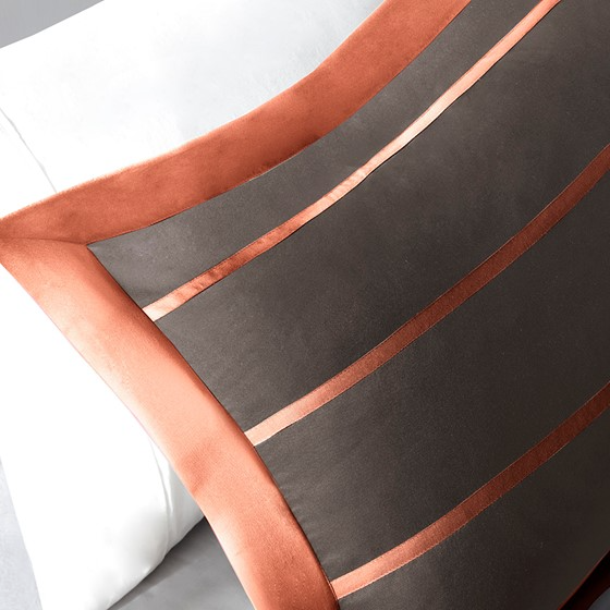 Ashton Comforter Set (Orange/Grey)