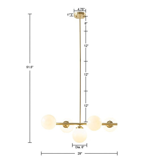 Aurelia 5-Light Chandelier with Frosted Glass Globe Bulbs