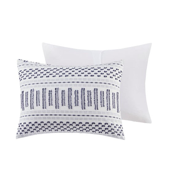 Rhea Cotton Jacquard Comforter Mini Set (Off White/Navy)