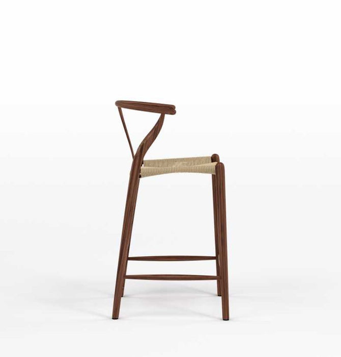 Wishbone CH24 Y Chair Counter Stool - Walnut & Natural Cord - Reproduction